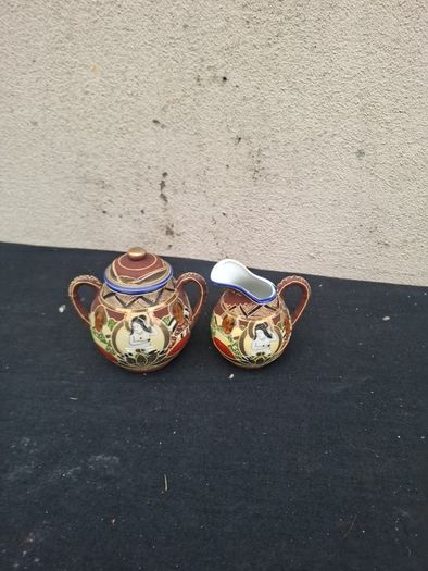 Brown vintage china sugar milk jug postage possible