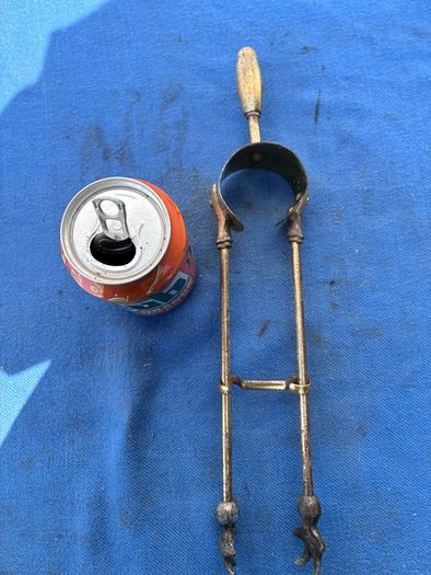 vintage brass fire tongs