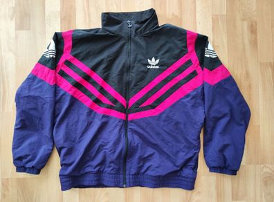 adidas jumper windbreaker top vintage look size L pink purple black