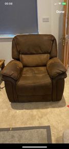 Riser recliner suede brown leather