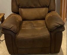Riser recliner suede brown leather