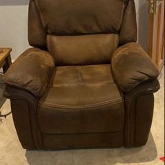 Riser recliner suede brown leather