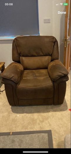 Riser recliner suede brown leather