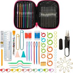 NEW SALE | Crochet Hooks Set 100 PCS - Aluminium Crochet Hook Set in Various Sizes with Plastic Knitting Needles, Stitch Holders & Other Knitting Accessorie