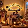 LED Reindeer Santa Sleigh Wall Deco Festive Christmas Lighting (100cm) 3D Light-Up Wooden Reindeer Christmas Decor, DIY fXmas Glow Wall Silhouette Lights,for Home Window Party Decoration Image 2