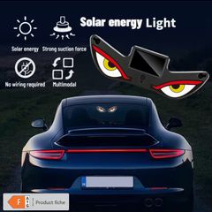 High-Brightness LED Neon Car Window Decoration Light, Wireless Solar Powered, "Devil'S Eye" Triangular Window Lighting, Creating Car Interior