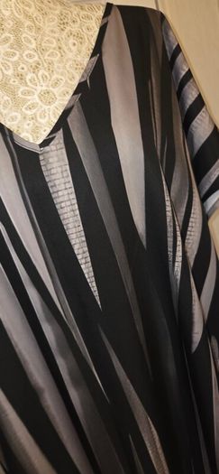 Emery Rose 3XL Black & Grey Abstract Stripe Maxi Kaftan Dress New With Tags