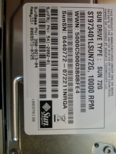 Two Sun 72Gb 2.5" 10k rpm Seagate hard disk drives.