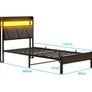 Single Bed Frames with 3ft Upholstered Wooden Two-shelf Storage Headboard, Charging Station,LED Lights Image 7