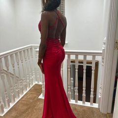Red sparkly prom dress