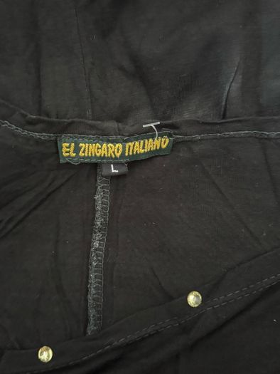 El Zingaro Italiano long line black fancy tunic size L UK14/16 EU42/44 Postage included
