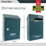 Avon Rear Entry Wall Mounted Galvanised Steel Lockable Weatherproof Post Box - Green - 21x30x7cm Image 4