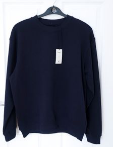 Navy crew neck sweatshirt, 100% cotton, size S, Brand new