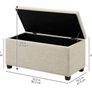 Rectangular Ottoman Polyester Storage box and Entryway Bench, Foot stool, Beige, 42 x 91 x 43 cm W x D x H Image 3