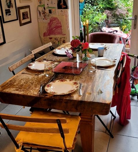 Solid wood dining table