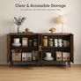 Sideboard Cabinet, Farmhouse Buffet Cabinet with Slatted Doors & Adjustable Shelf, Coffee Bar Storage Cabinet for Kitchen Image 5