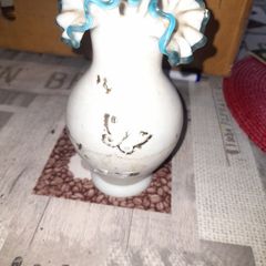 Antique Fenton Milk Glass Vase Ruffled Sky Blue Rim, Postage Available or Collection