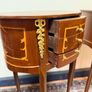 Beautiful Pair of Oval Veneer and Brass Decorated Lockers / Nightstands Image 4