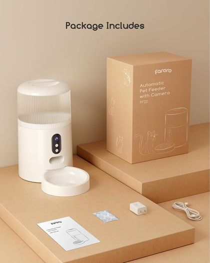 Automatic Cat Feeder with Camera, 3MP HD Video with Night Vision, 5G/2.4G WiFi Cat Feeder with APP Control, 2-Way Audio, Low Food Sensor, Motion Alerts for Cats and Dogs