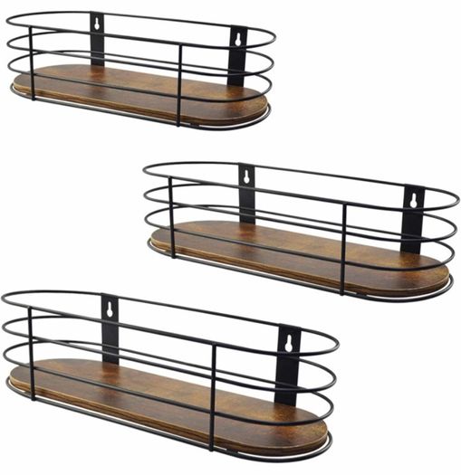 Oval Floating Shelves Pack of 3, Rustic Wall Shelf for Bathroom Bedroom