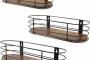 Oval Floating Shelves Pack of 3, Rustic Wall Shelf for Bathroom Bedroom