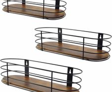 Oval Floating Shelves Pack of 3, Rustic Wall Shelf for Bathroom Bedroom