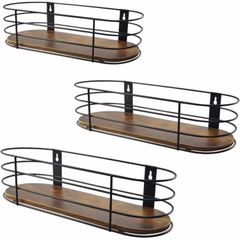 Oval Floating Shelves Pack of 3, Rustic Wall Shelf for Bathroom Bedroom