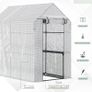 Walk-in Garden Greenhouse with Shelves, Polytunnel Steeple Grow House, Outdoor Plant Shelter Tent, 186L x 120W 190Hcm Image 3