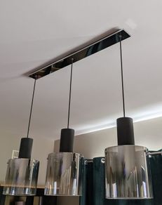3 Light Pendant - Black and Smoke Fade Glass