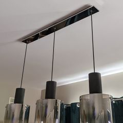 3 Light Pendant - Black and Smoke Fade Glass