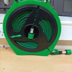 Compact 15m Flat Garden Hose & Reel. Good Condition!
