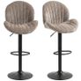 Set of 2 Shell-Shape Bar Stools, Backrest, Height Adjustable with Footrest, Steel Frame, Brown Image 4