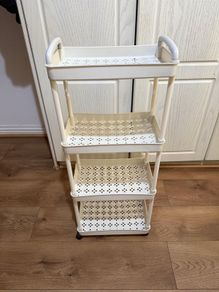4 Tier Slim Storage Trolley on Wheels White