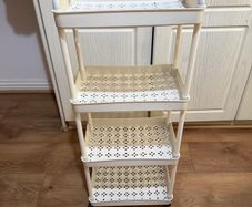 4 Tier Slim Storage Trolley on Wheels White