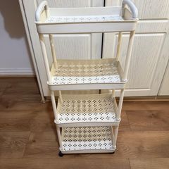 4 Tier Slim Storage Trolley on Wheels White