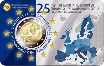 Belgium 2 Euro Commemorative Coin 2019 - European Monetary Institute (EMI) Coincard. BU