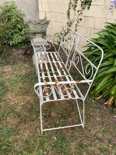Vintage Wrought Iron Garden Set with Bench and 2 Armchairs (Restoration Project)