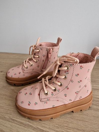 H&M girl toddler floral pink boots Uk6