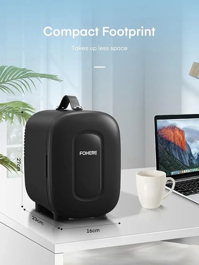 Mini Fridge Portable, 5 Liter/6 Cans Small Fridge Cooler & Warmer, Quiet, DC/AC Power, Cmpact Mini Fridge for Bedrooms, Office, Skincare, Car, Travel, Black