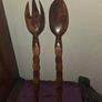 Large carved wooden Spoon and Fork lenght 24 inches Image 5