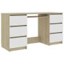 Writing Desk White and Sonoma Oak 140x50x77 cm Chipboard Image 6