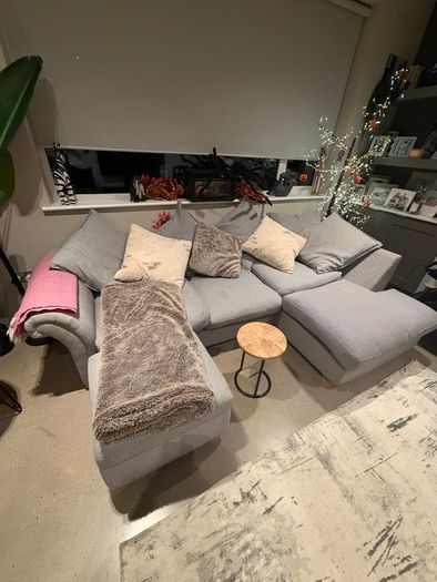DFS grey fabric corner sofa