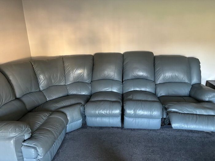 Grey Leather Recliner Couch REDUCED NEED GONE