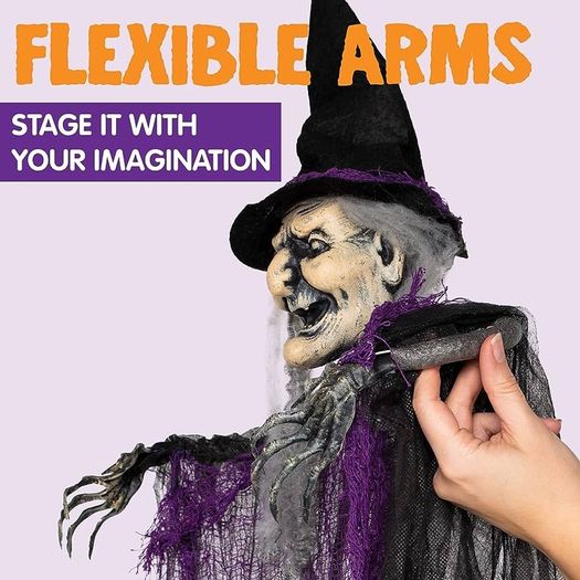 3 Pack 35.3inch Hanging Witch with Bendable Arms, Halloween Indoor and Outdoor Decorations