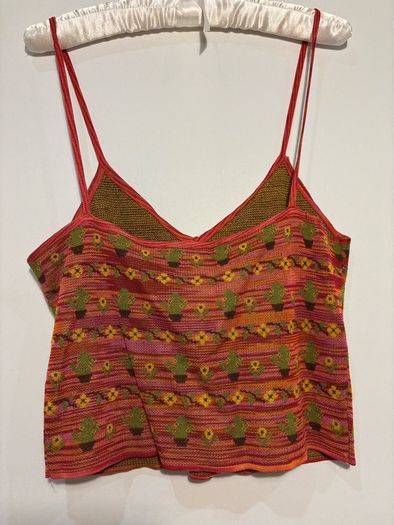 Zara Knit Jacquard Cactus Sunflower Tank Top Size S
