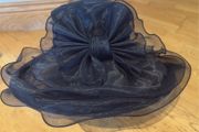 Dark blue Women Organza Hat Wedding Occasion Hat