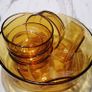 Vintage 1960/70s dessert serving bowl and dessert bowls Italian amber glass Image 3