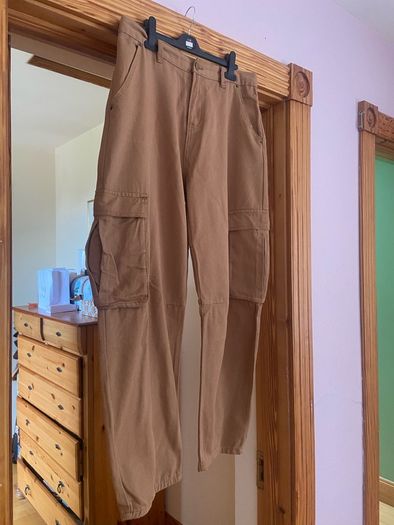 SHEIN WESTFADE Barrel-Leg Cargo Pants (Camel)
