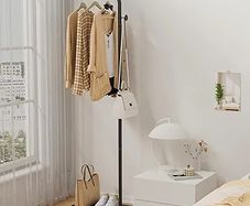 Coat Stand Metal - 180cm Coat Rack with 1 Hooks for Hanging Clothes, Hats and Bags, Clothes Rail for Entryway, Living Room, Black