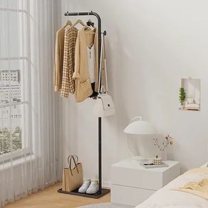 Coat Stand Metal - 180cm Coat Rack with 1 Hooks for Hanging Clothes, Hats and Bags, Clothes Rail for Entryway, Living Room, Black
